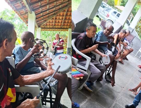 Dia de musicoterapia com os idosos do abrigo Filhos da Promessa